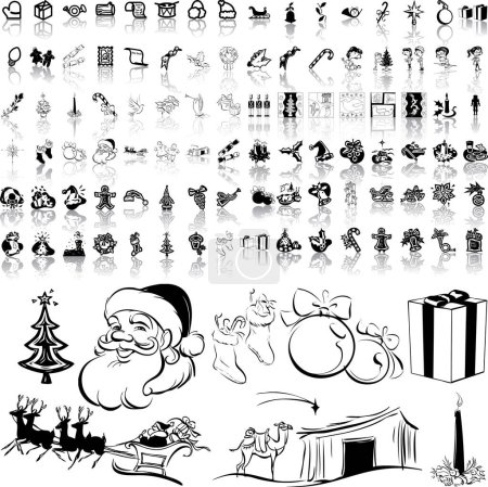 Téléchargez les illustrations : Noël et nouvel an icônes, illustration vectorielle moderne - en licence libre de droit
