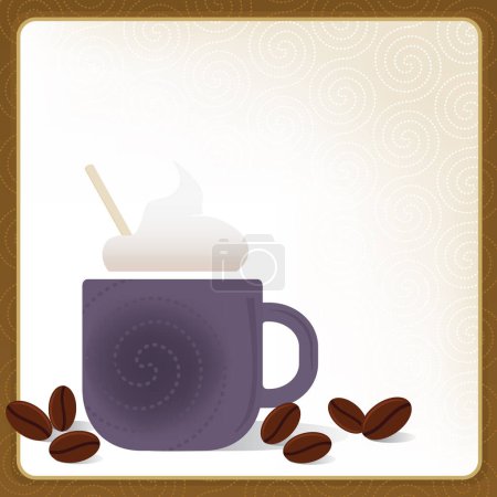Ilustración de Taza de café y granos de café para el desayuno - Imagen libre de derechos