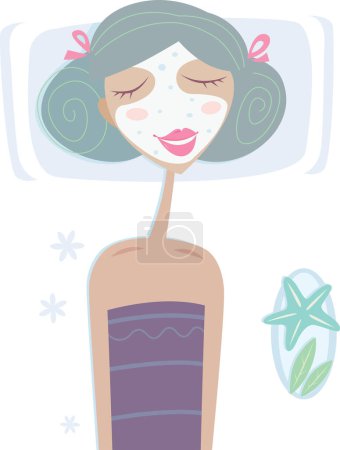 Illustration for Woman appying face mask vector - Royalty Free Image