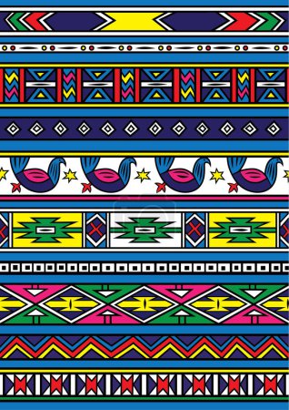 Ilustración de Patrón sin costuras con elementos geométricos tribales africanos - Imagen libre de derechos