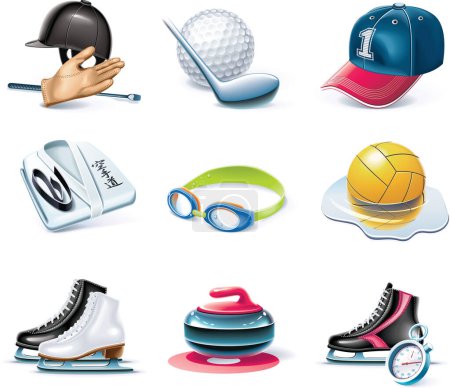 Illustration for Vector set of different sports equipment - Royalty Free Image