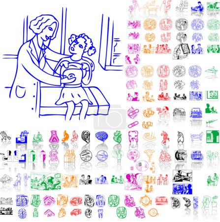 Téléchargez les illustrations : Illustration vectorielle d'icônes médicales - en licence libre de droit
