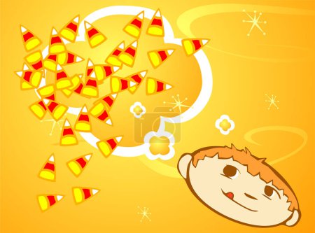 Ilustración de Retro estilo chico sueños de halloween caramelo maíz. - Imagen libre de derechos