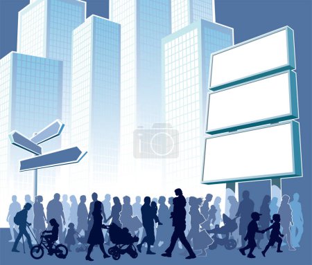 Illustration for People walking in street, modern vector illustration - Royalty Free Image