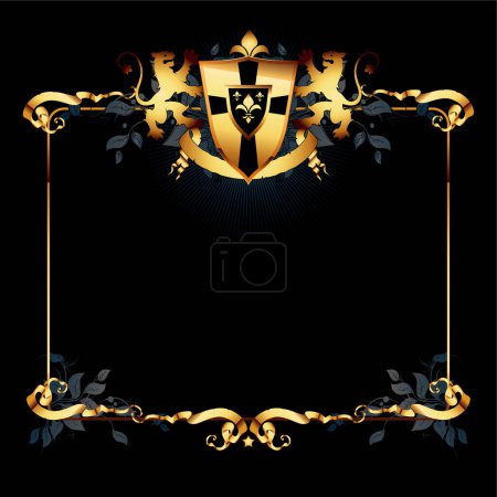 Illustration for Vector illustration of vintage baroque label with floral elements - Royalty Free Image