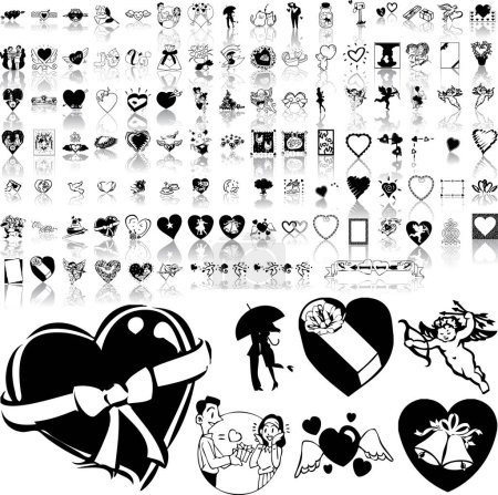Téléchargez les illustrations : Ensemble d'icônes vectorielles d'illustration d'amour - en licence libre de droit