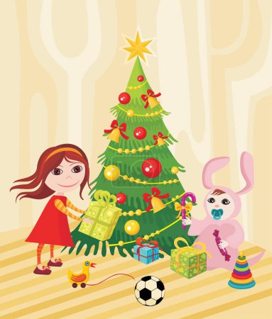 Illustration for Merry christmas and happy new year greeting card - Royalty Free Image