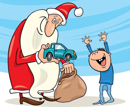 Téléchargez les illustrations : Santa claus wiyh kid, illustration vectorielle moderne - en licence libre de droit