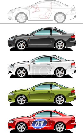 Ilustración de Conjunto de coches, ilustración vectorial moderna - Imagen libre de derechos