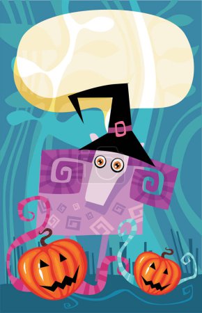 Illustration for Halloween pumpkins with hat, vector illustration - Royalty Free Image