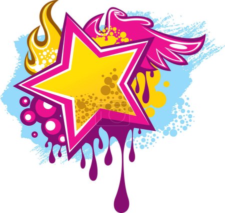 Ilustración de Vector ilustración abstracta de estrella colorida con salpicaduras - Imagen libre de derechos