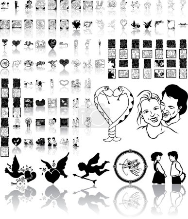 Téléchargez les illustrations : Ensemble d'icônes de l'amour et de la Saint-Valentin. illustration vectorielle - en licence libre de droit