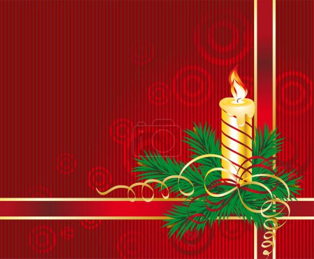 Illustration for Christmas card with candle, vector illustration - Royalty Free Image