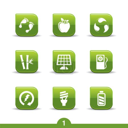 Illustration for Vector green energy icons on grey background - Royalty Free Image