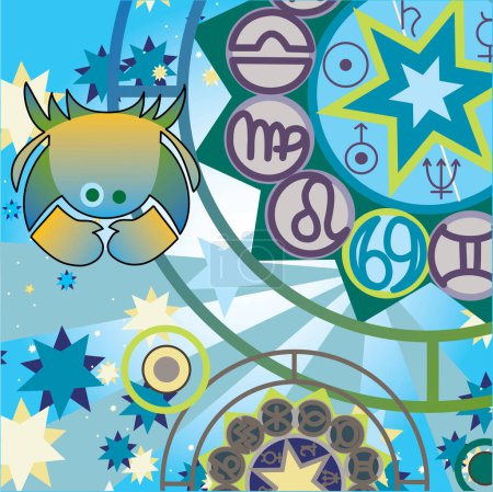 Illustration for Christmas card for children. Zodiac - Royalty Free Image