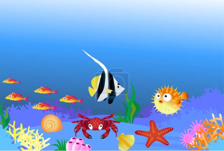 Ilustración de Ilustración de un pez en el fondo de agua - Imagen libre de derechos