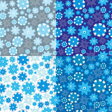 Ilustración de Conjunto de copos de nieve sin costura. vector - Imagen libre de derechos