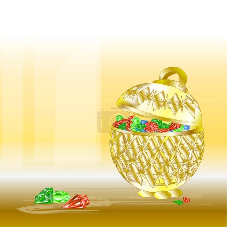 Téléchargez les illustrations : Illustration vectorielle de boule de Noël avec des décorations en or - en licence libre de droit