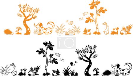 Illustration for Cartoon animals set in the park - Royalty Free Image