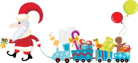 Illustration for Santa claus with train full of gifts - Royalty Free Image