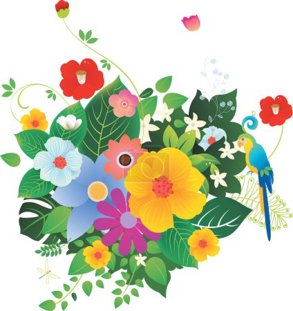 Illustration for Beautiful decorative background with flowers and floral elements - Royalty Free Image