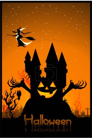 Illustration for Happy halloween background with pumpkin - Royalty Free Image