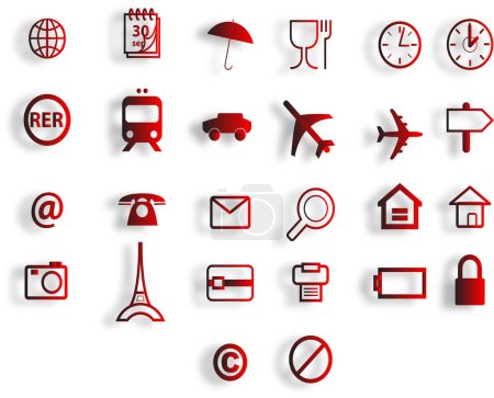 Téléchargez les illustrations : Symboles et icônes de voyage - en licence libre de droit