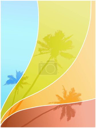 Illustration for Tropical palm trees and sun vector background - Royalty Free Image