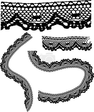 Illustration for Vector black lace borders with hand drawn elements - Royalty Free Image