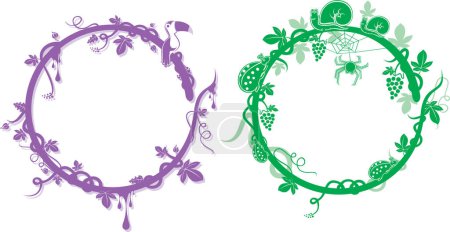 Illustration for Vector hand draw illustration of floral frames and flowers on white background - Royalty Free Image