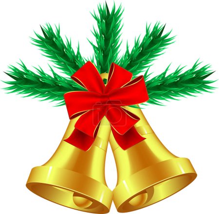 Ilustración de Ilustración de ramas del árbol de Navidad y campana - Imagen libre de derechos