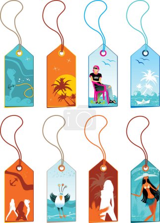 Illustration for Vector set of summer travel tags - Royalty Free Image