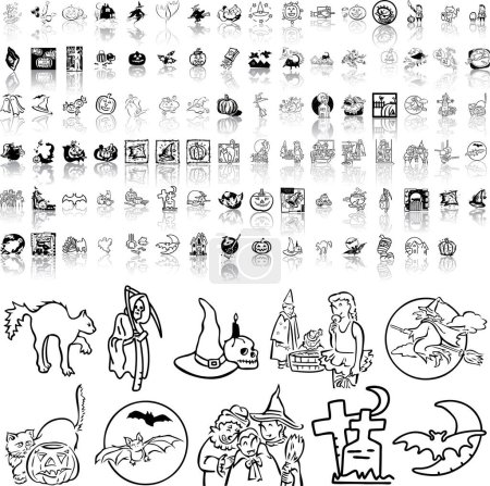 Illustration for Halloween vector doodle hand drawn set - Royalty Free Image