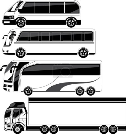 Téléchargez les illustrations : Jeu de bus sur fond blanc - en licence libre de droit