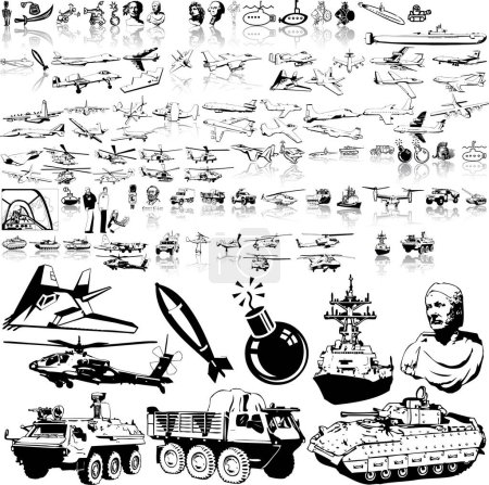 Ilustración de Conjunto de iconos militares, ilustración vectorial moderna - Imagen libre de derechos