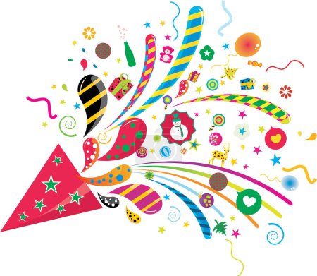 Illustration for Colorful party background with colorful confetti vector illustration - Royalty Free Image