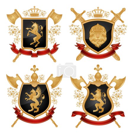 Ilustración de Conjunto de emblemas heráldicos vintage - Imagen libre de derechos