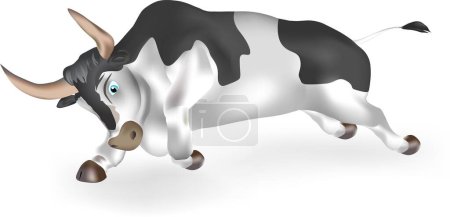 Téléchargez les illustrations : Dessin animé drôle de vache, illustration vectorielle moderne - en licence libre de droit