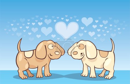 Illustration for Dogs couple in love, modern vector illustration - Royalty Free Image