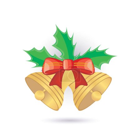 Téléchargez les illustrations : Cloches de sapin de Noël avec ruban et dessin vectoriel arc illustration - en licence libre de droit