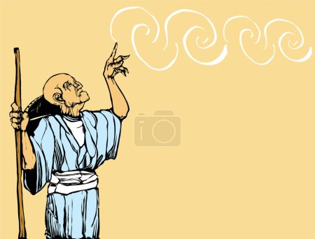 Téléchargez les illustrations : Illustration vectorielle moderne d'un moine - en licence libre de droit