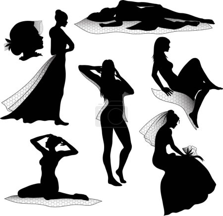 Illustration for Silhouette of a beautiful women - Royalty Free Image