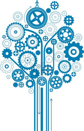 Illustration for Abstract tree and gears, modern vector illustration - Royalty Free Image