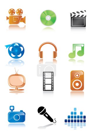 Illustration for Vector illustration of multimedia icons - Royalty Free Image