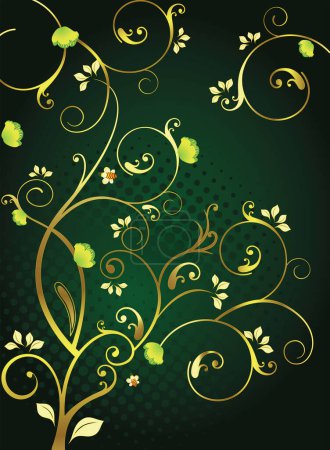Illustration for Green floral background with butterflies - Royalty Free Image