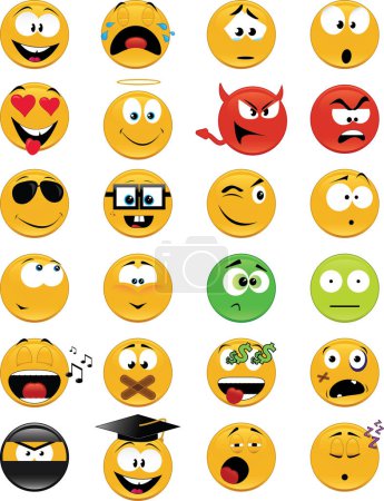 Illustration for Vector set of different cartoon emoticons - Royalty Free Image