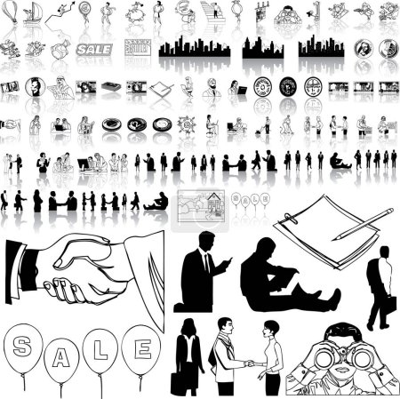 Illustration for Commerce icons set with business elements - Royalty Free Image