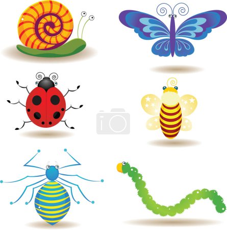 Téléchargez les illustrations : Ensemble d'insectes, illustration - en licence libre de droit