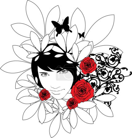Ilustración de Mujer con flores, vector moderno ilustración - Imagen libre de derechos