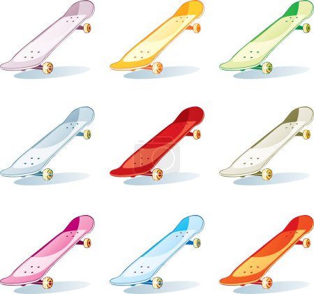 Téléchargez les illustrations : Illustration vectorielle d'un ensemble de patins colorés - en licence libre de droit